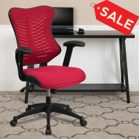 Flash Furniture BL-ZP-806-BY-GG High Back Burgundy Mesh Chair with Nylon Base